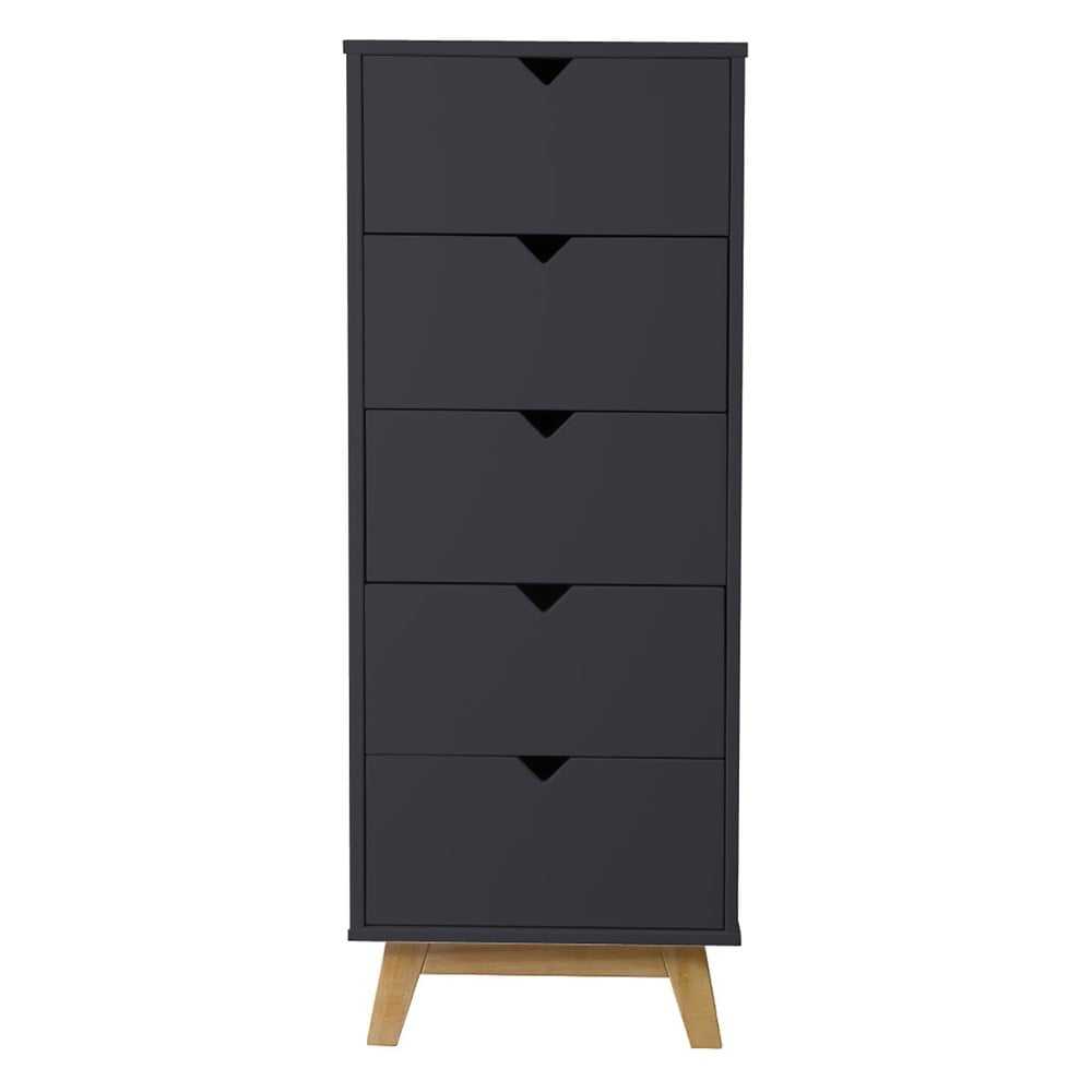 Antracitově šedá komoda s 5 zásuvkami Marckeric Gaudi Marckeric