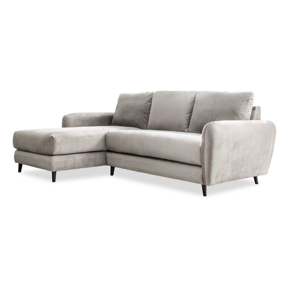 Béžová sametová rohová pohovka s podnožkou Miuform Cosy Claire