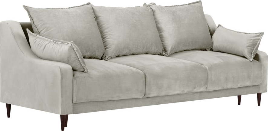 Béžová sametová rozkládací pohovka s úložným prostorem Mazzini Sofas Freesia