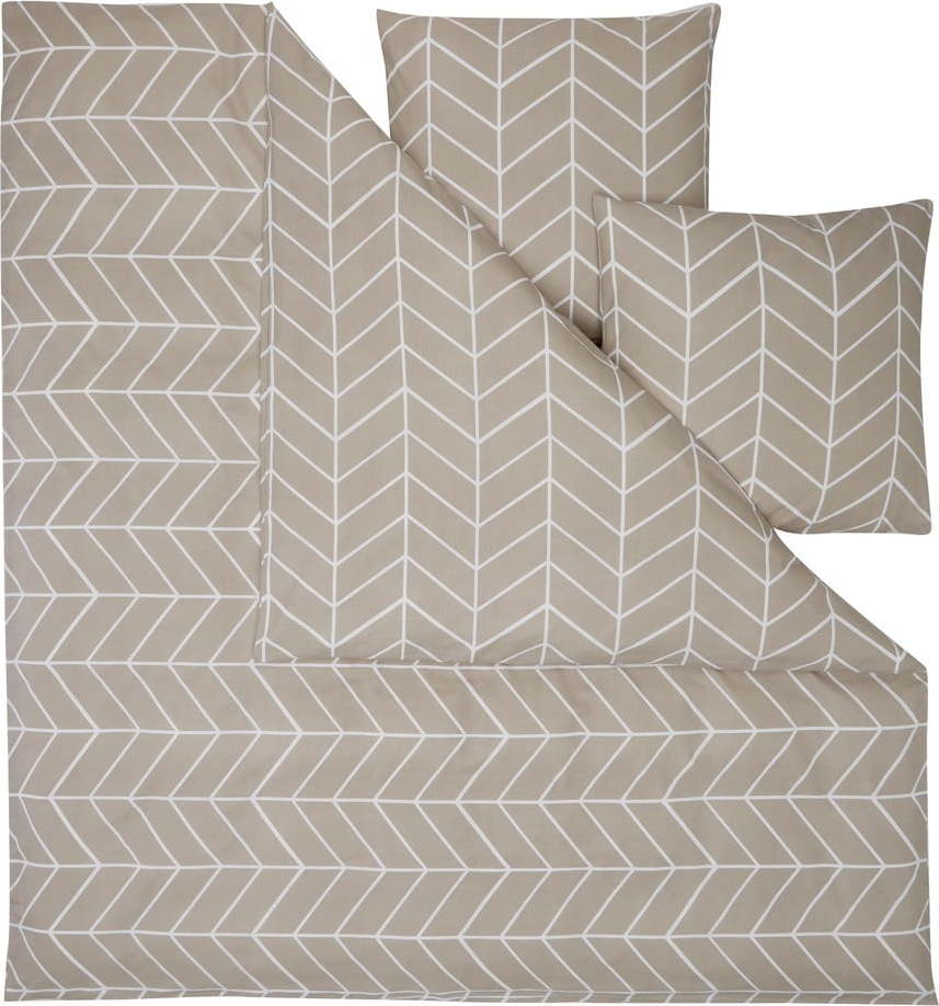 Béžové flanelové povlečení na dvoulůžko Westwing Collection Yule