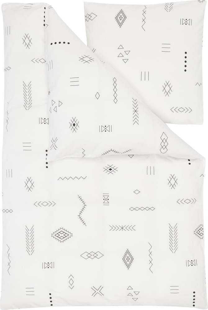 Béžové flanelové povlečení na jednolůžko Westwing Collection Boho