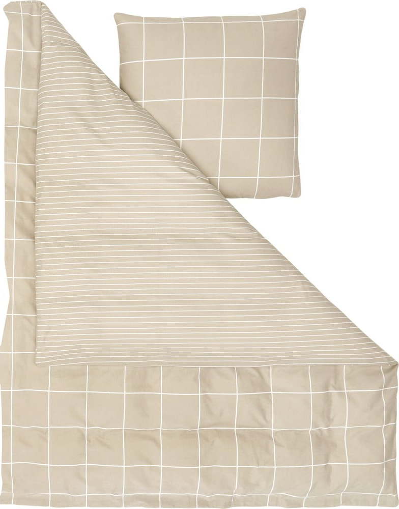 Béžové flanelové povlečení na jednolůžko Westwing Collection Noelle