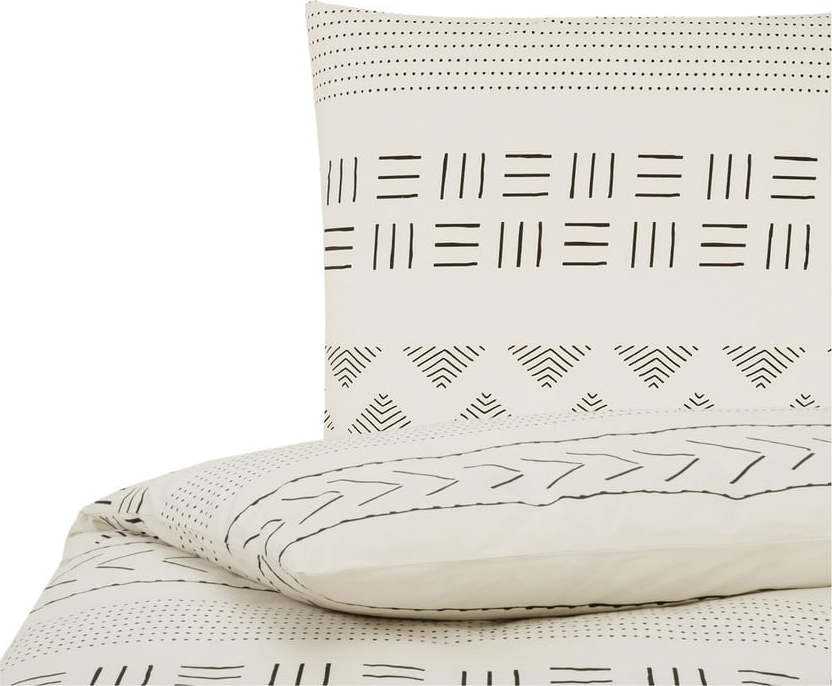 Béžové povlečení na jednolůžko z bavlněného perkálu Westwing Collection Kohana