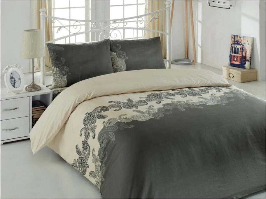 Béžové povlečení s příměsí bavlny na jednolůžko Mixscarlet