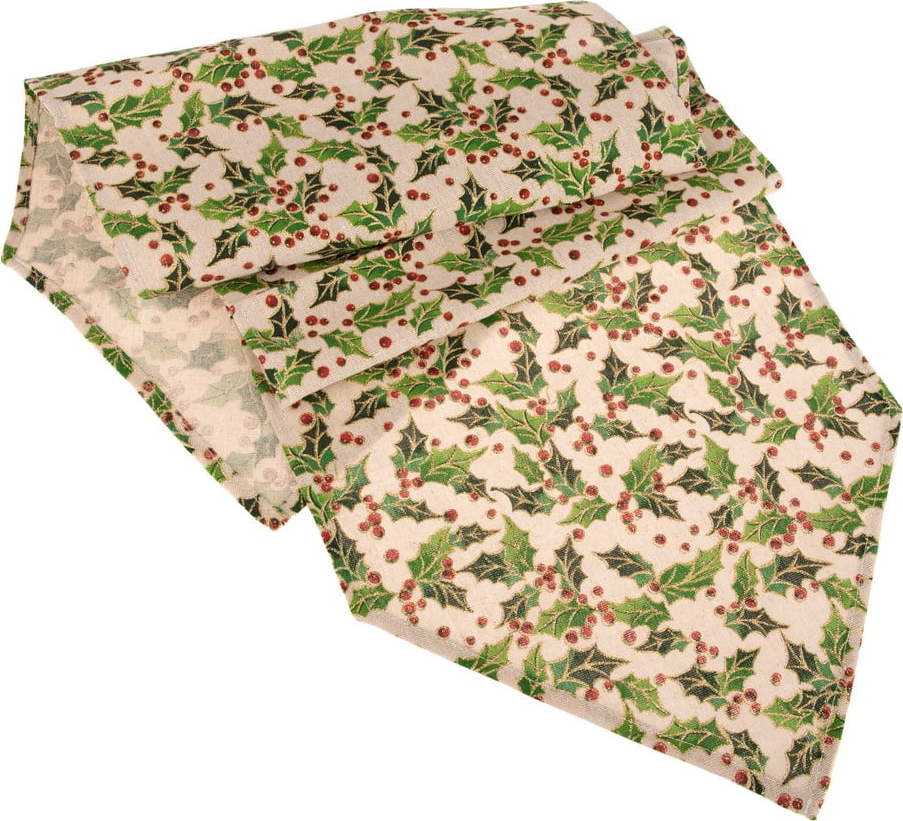 Béžovo-zelený běhoun na stůl Dakls