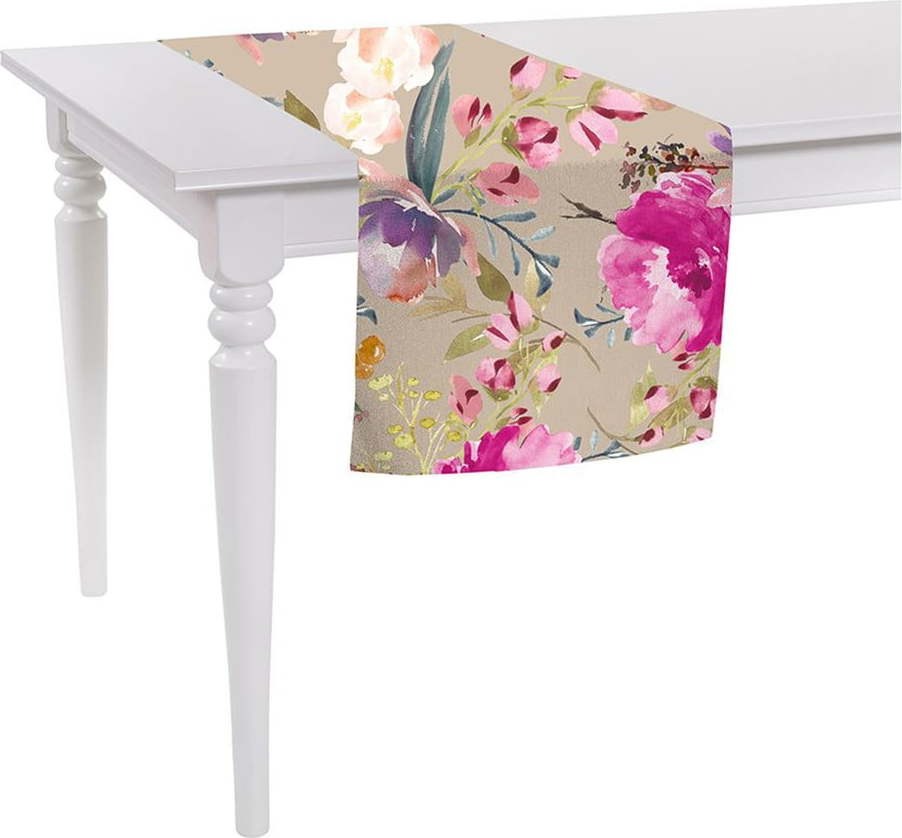 Béžový běhoun na stůl Mike & Co. NEW YORK Butterflies Blossom