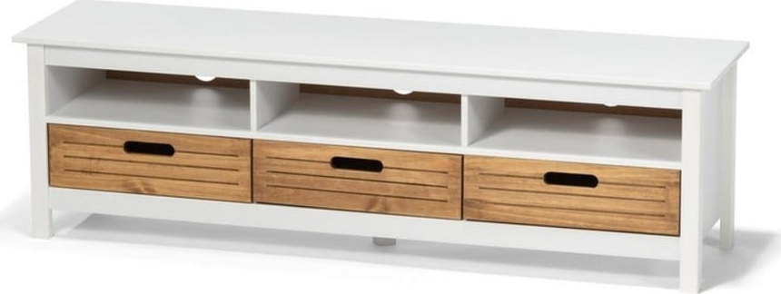 Bílá TV komoda z borovicového dřeva se 3 šuplíky Bonami Essentials Ibiza Bonami Essentials