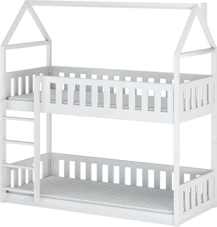 Bílá domečková/patrová dětská postel 90x200 cm Pola - Lano Meble Lano Meble