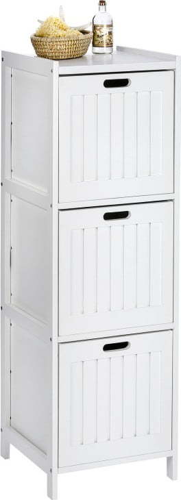 Bílá dřevěná skříňka do koupelny se 3 šuplíky Wenko Oslo WENKO