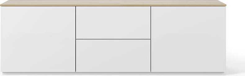Bílá komoda s deskou v dekoru dubového dřeva TemaHome Join