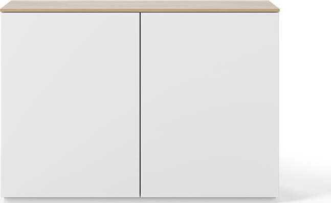 Bílá komoda s dvířky a deskou v dubovém dekoru TemaHome Join