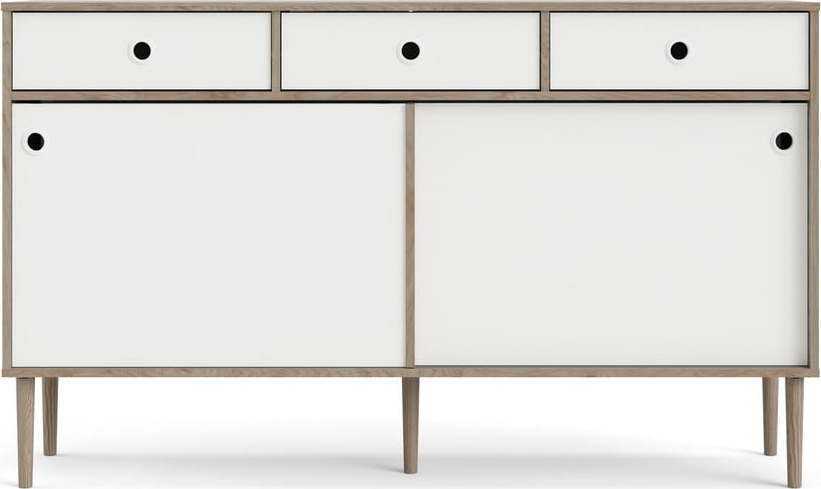 Bílá komoda s rámem v dubovém dekoru Tvilum Rome