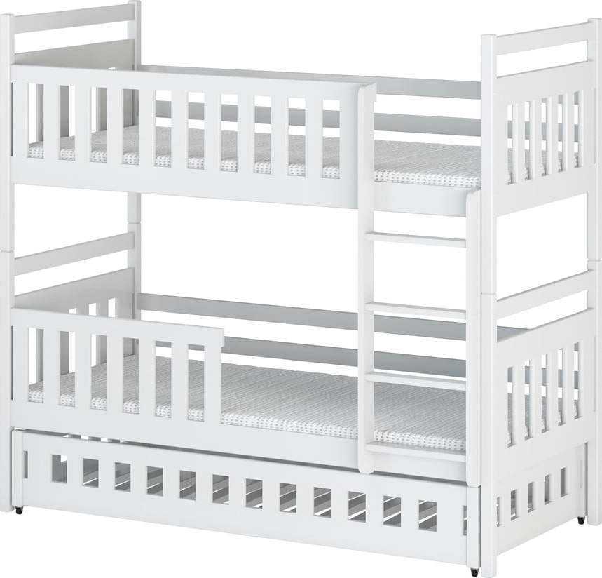 Bílá patrová dětská postel 90x200 cm Oliwia - Lano Meble Lano Meble