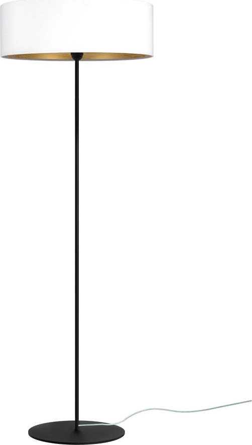 Bílá stojací lampa s detailem ve zlaté barvě Bulb Attack Tres XL