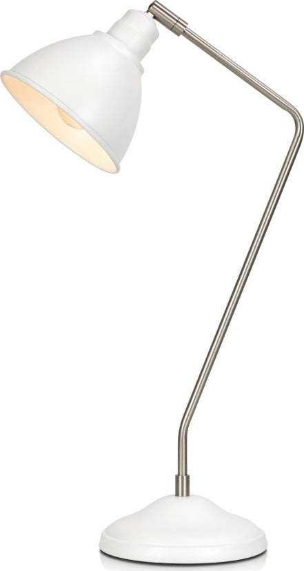 Bílá stolní lampa s detaily ve stříbrné barvě Markslöjd Coast Markslöjd