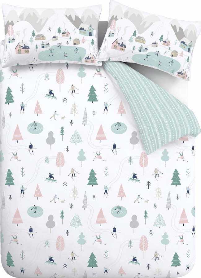 Bílé bavlněné povlečení 200x200 cm Winter Fun - Bianca Bianca