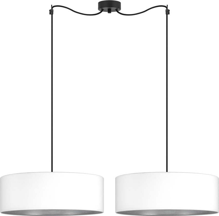 Bílé dvouramenné závěsné svítidlo s detailem ve stříbrné barvě Bulb Attack Tres XL