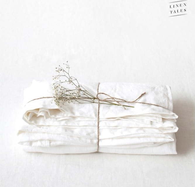 Bílé lněné prostěradlo 250x140 cm - Linen Tales Linen Tales