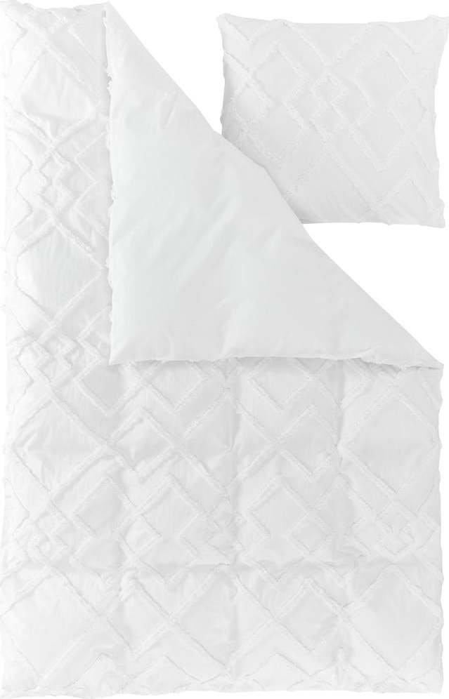 Bílé povlečení na jednolůžko z bavlněného perkálu Westwing Collection Faith