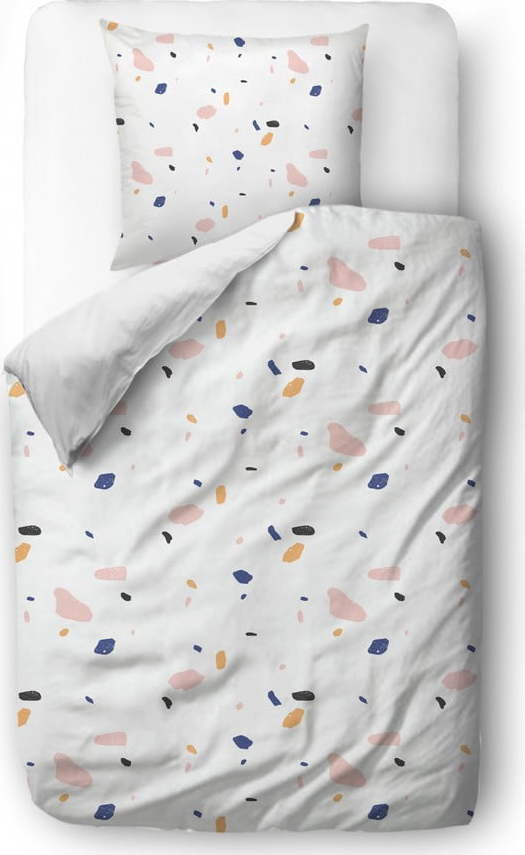 Bílé povlečení z bavlněného saténu Butter Kings Terrazzo Shapes