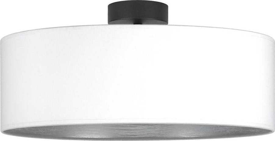 Bílé stropní svítidlo s detailem ve stříbrné barvě Bulb Attack Tres XL