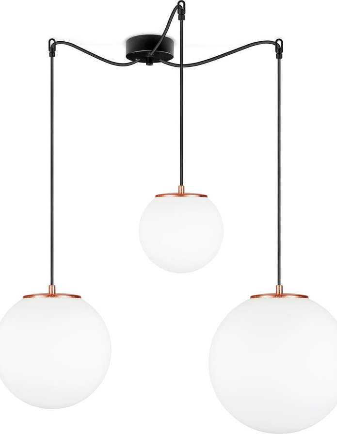 Bílé tříramenné závěsné svítidlo s objímkou ve měděné barvě Sotto Luce TSUKI Sotto Luce