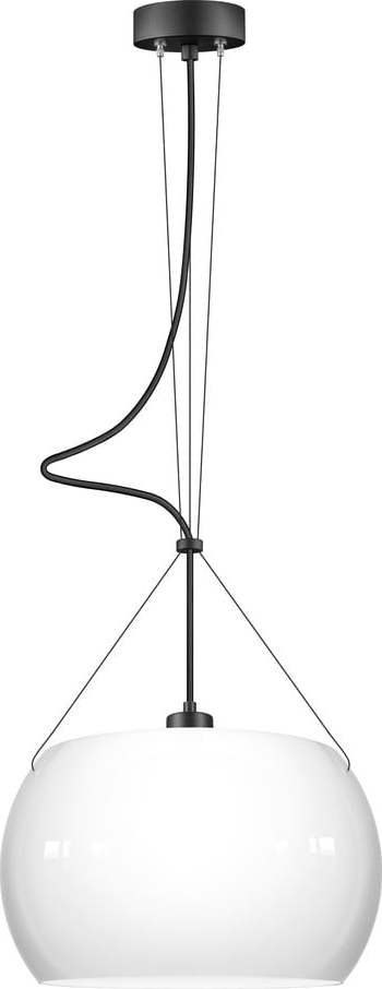 Bílé závěsné svítidlo s černým kabelem Sotto Luce Momo Glossy