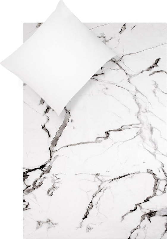 Bílo-černé bavlněné povlečení na jednolůžko Westwing Collection Malin