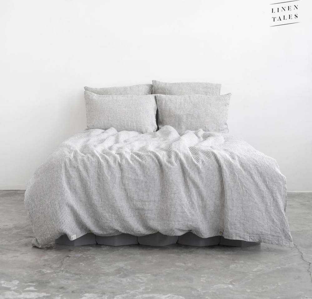 Bílo-černé lněné povlečení 200x200 cm - Linen Tales Linen Tales