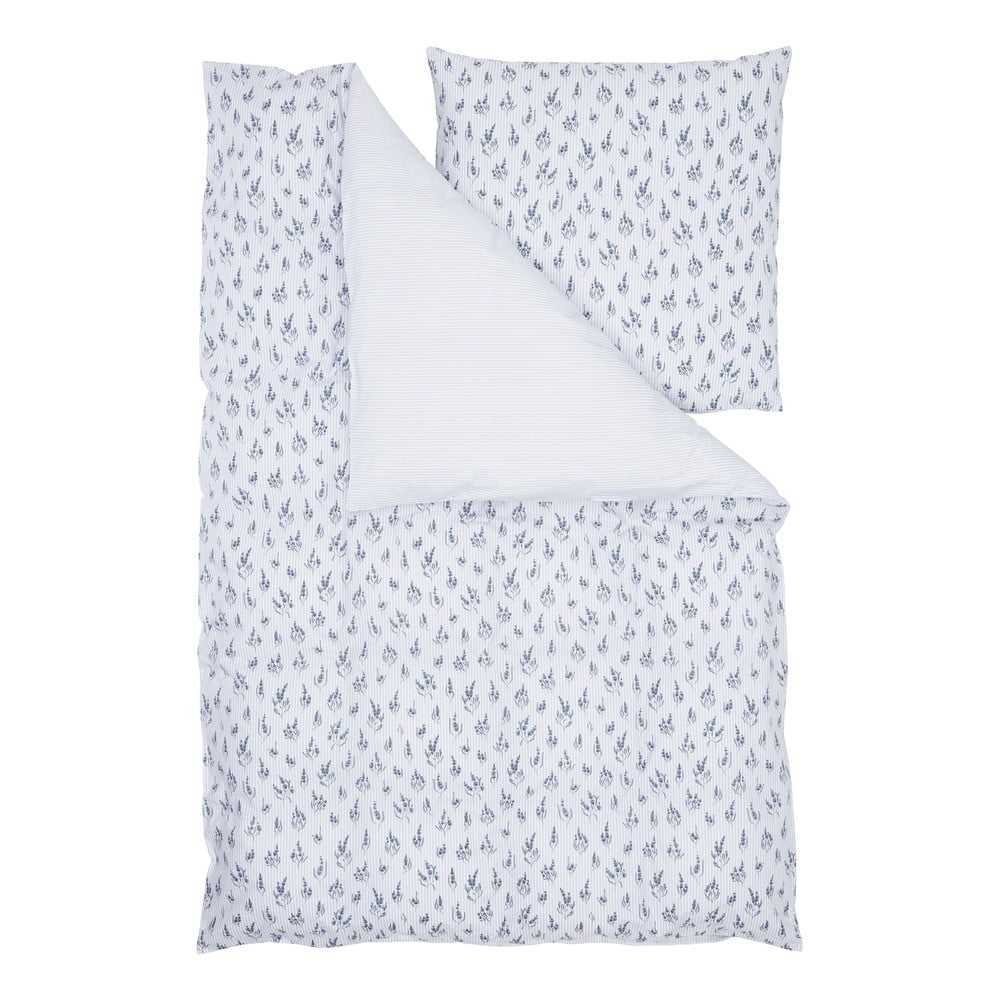 Bílo-modré bavlněné povlečení na jednolůžko Westwing Collection Yane
