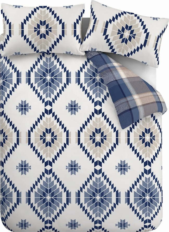 Bílo-modré povlečení 200x135 cm Navajo - Catherine Lansfield Catherine Lansfield