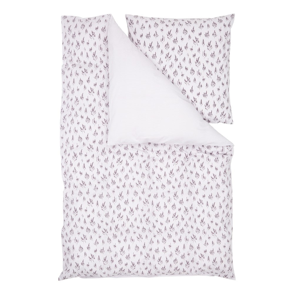 Bílo-šedé bavlněné povlečení na jednolůžko Westwing Collection