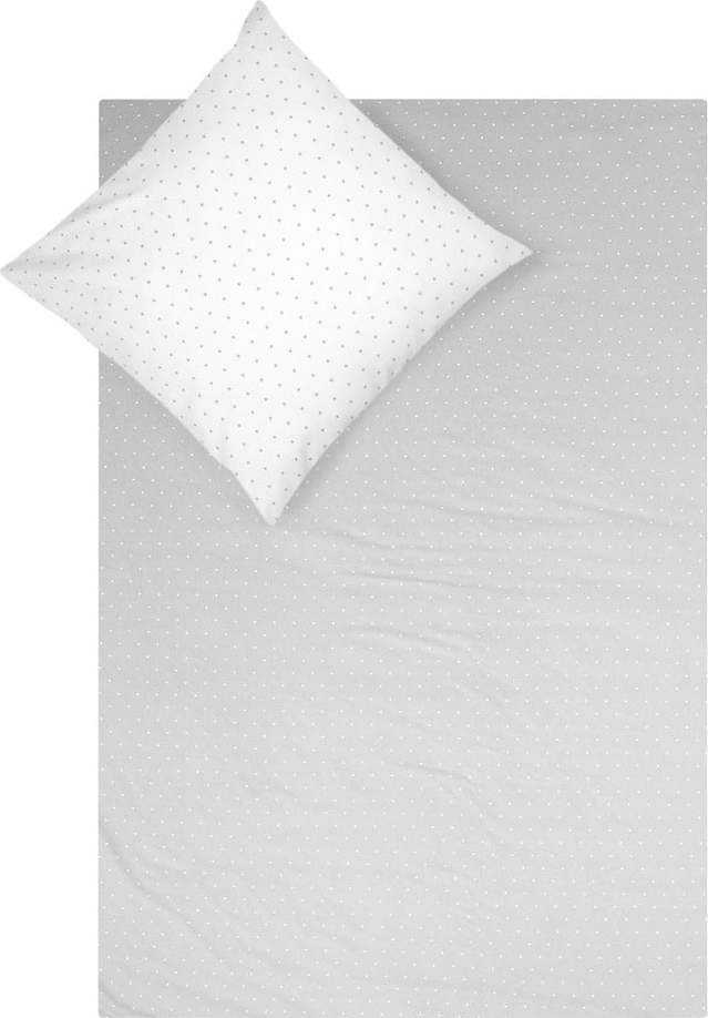 Bílo-šedé flanelové povlečení na jednolůžko Fovere Betty