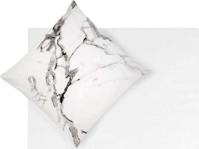 Bílo-šedé povlečení na jednolůžko z bavlněného perkálu Westwing Collection Malin