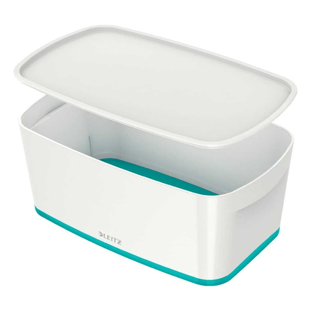 Bílo-tyrkysový úložný box s víkem Leitz Office