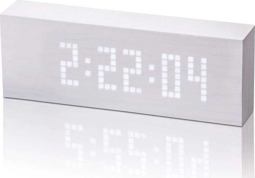 Bílý budík s bílým LED displejem Gingko Message Click Clock Gingko