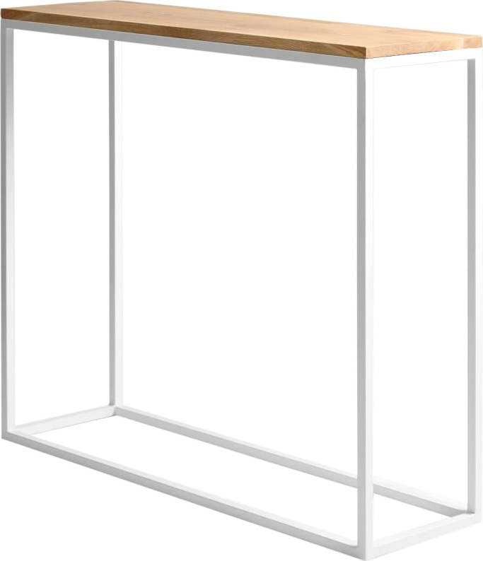 Bílý konzolový stolek s dubovou deskou Custom Form Julita Custom Form