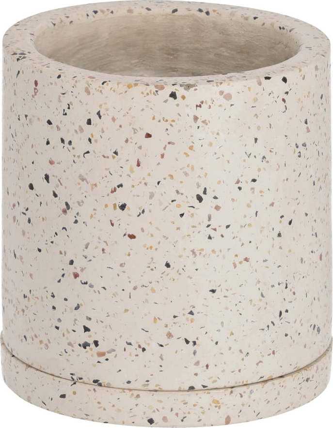 Bílý květináč terrazzo s miskou Kave Home Lelis