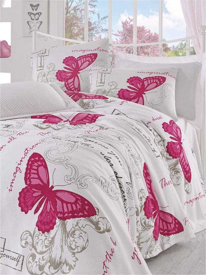 Bílý lehký bavlněný přehoz přes jednolůžko Fly