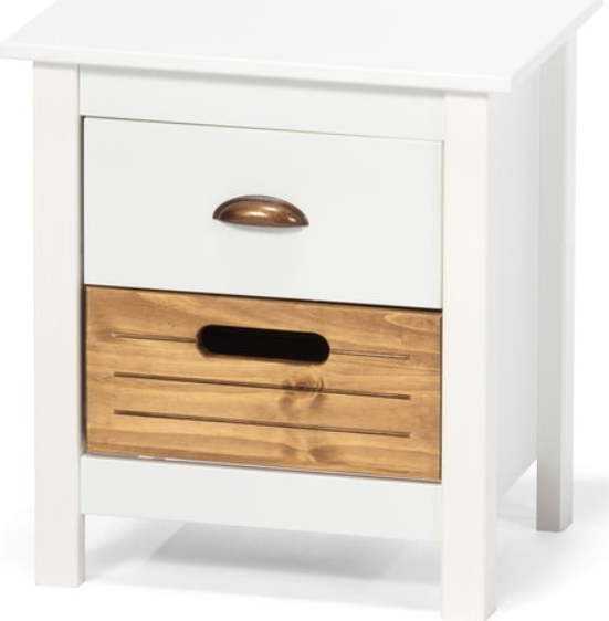 Bílý noční stolek z borovicového dřeva s 2 šuplíky Bonami Essentials Ibiza Bonami Essentials
