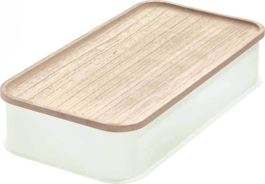 Bílý úložný box s víkem ze dřeva paulownia iDesign Eco