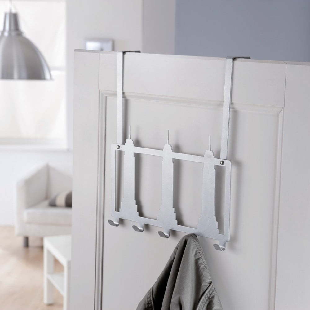 Bílý věšák na dveře s 5 háčky Compactor New York Compactor