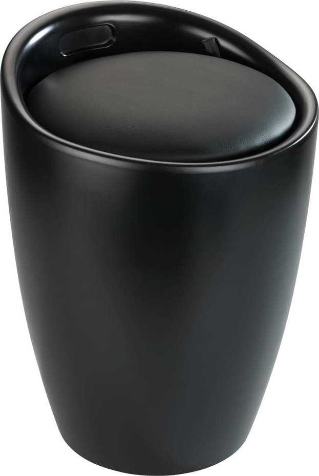 Černá koupelnová stolička s vyjímatelným košem na prádlo Wenko Candy WENKO