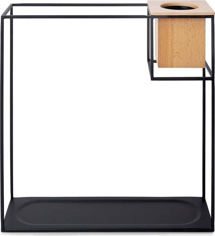 Černá kovová nástěnná police s květináčem Umbra Cubist