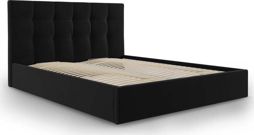 Černá sametová dvoulůžková postel Mazzini Beds Nerin