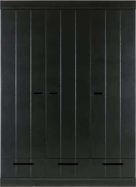 Černá šatní skříň s konstrukcí z borovicového dřeva WOOOD Connect