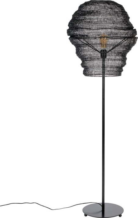 Černá stojací lampa White Label Lena White Label