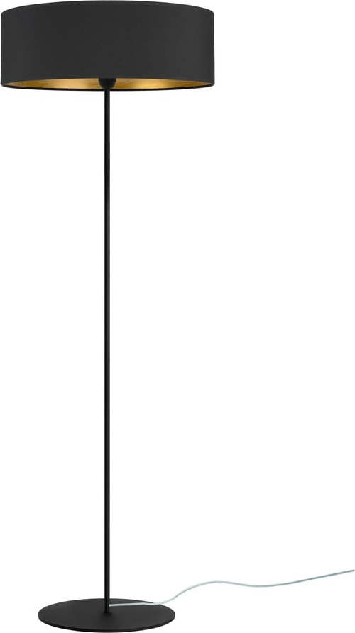 Černá stojací lampa s detailem ve zlaté barvě Bulb Attack Tres XL