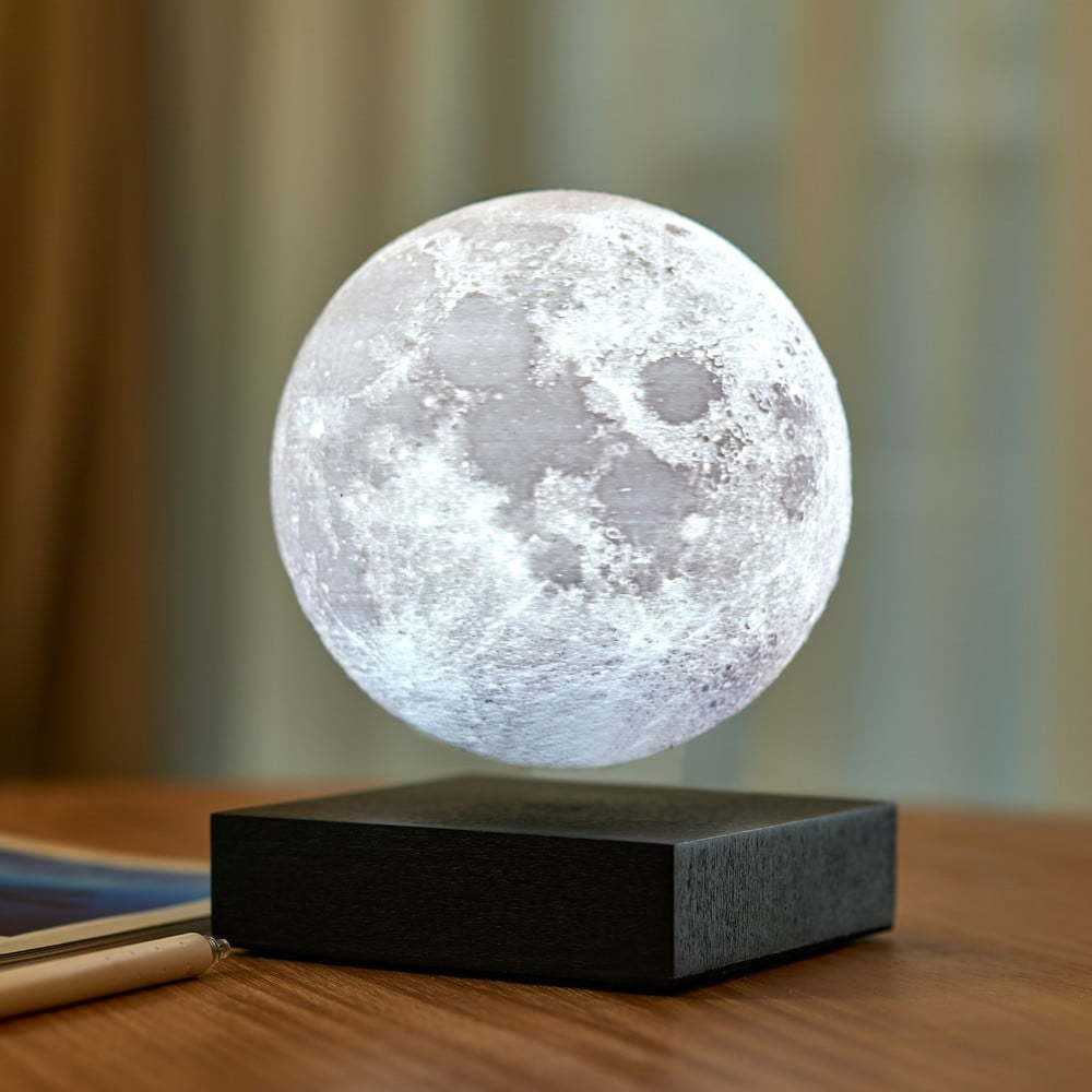 Černá stolní levitující lampa ve tvaru Měsíce Gingko Moon Gingko