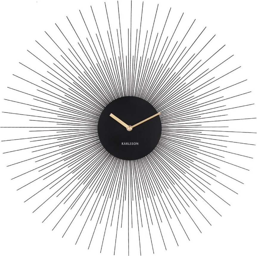 Černé nástěnné hodiny Karlsson Peony Large